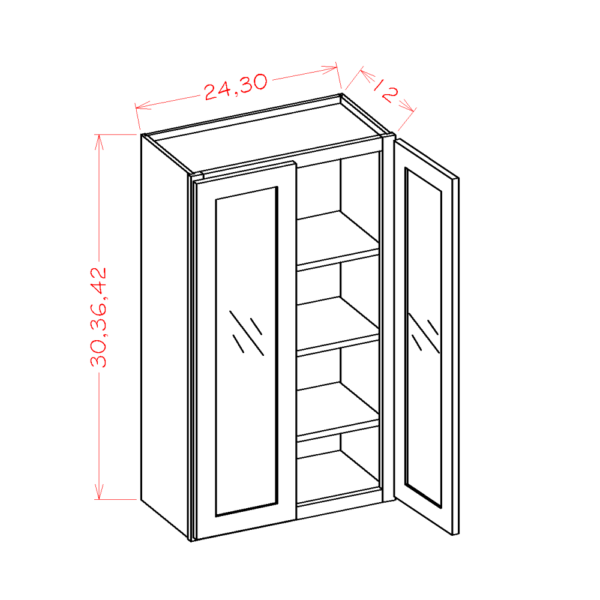 W3042GD Torrance White Wall Cabinet (Glass Prepped)