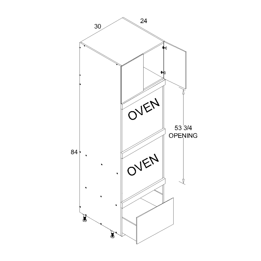 TOD3084 Torino White Pine Oven Cabinet