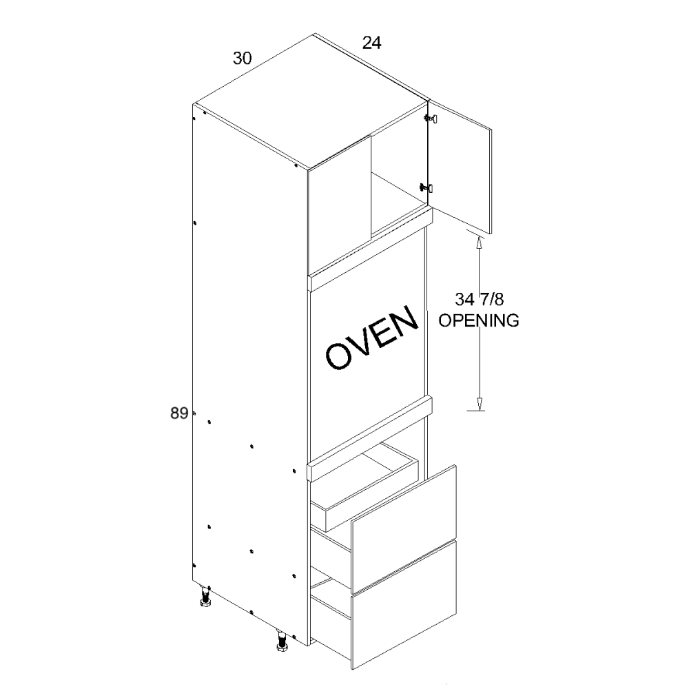 TOS2DBID3089 Torino White Pine Oven Cabinet