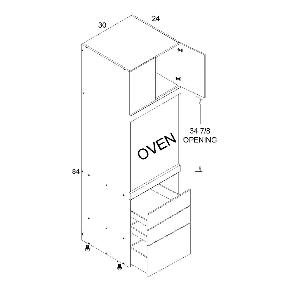 TOS3DB3084 Torino White Pine Oven Cabinet