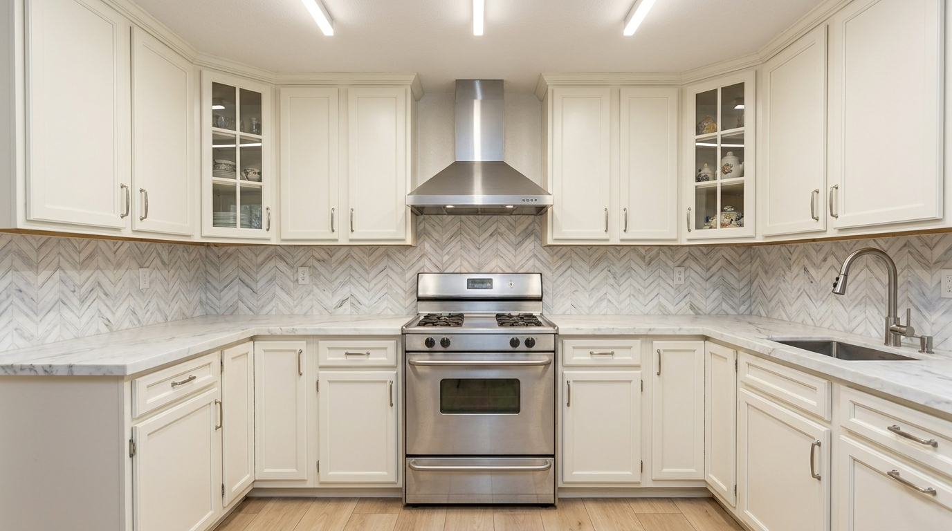 Picture of a kitchen after a renovation with Haven Dune cabinets