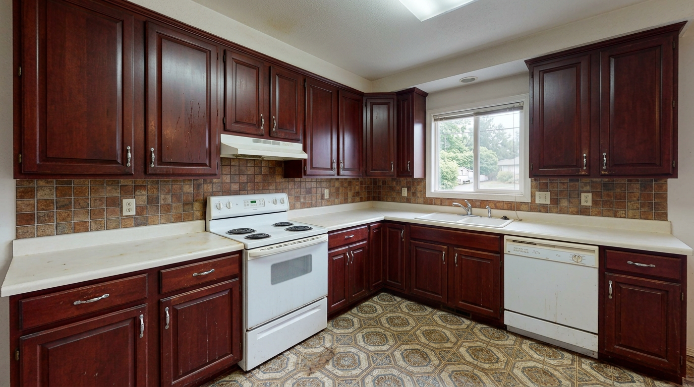Picture of a kitchen before a renovation with Maple Forest cabinets