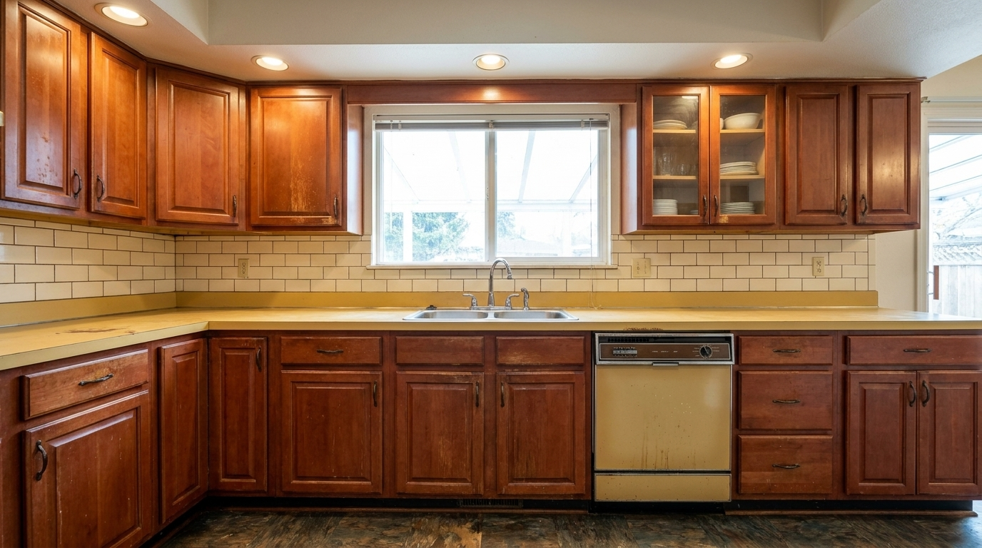 Picture of a kitchen before a renovation with Maple Natural cabinets