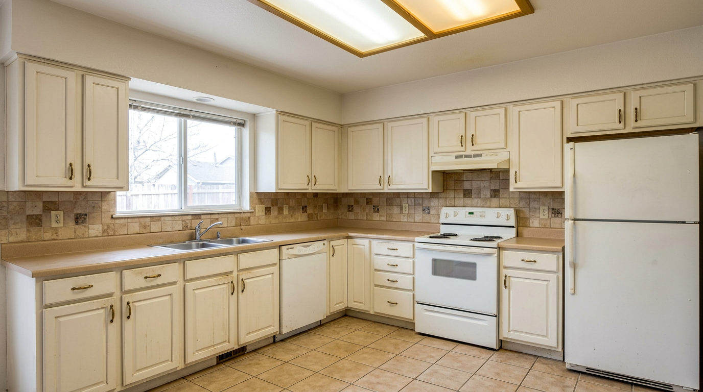 Picture of a kitchen before a renovation with Torino Dark cabinets