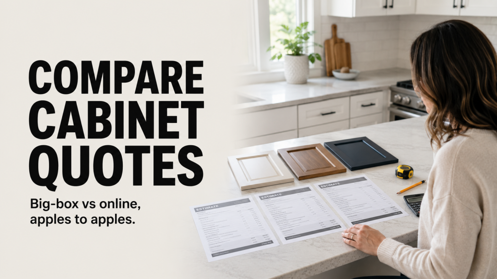 How do I compare an online cabinet quote to a Home Depot or Lowe's quote apples-to-apples?