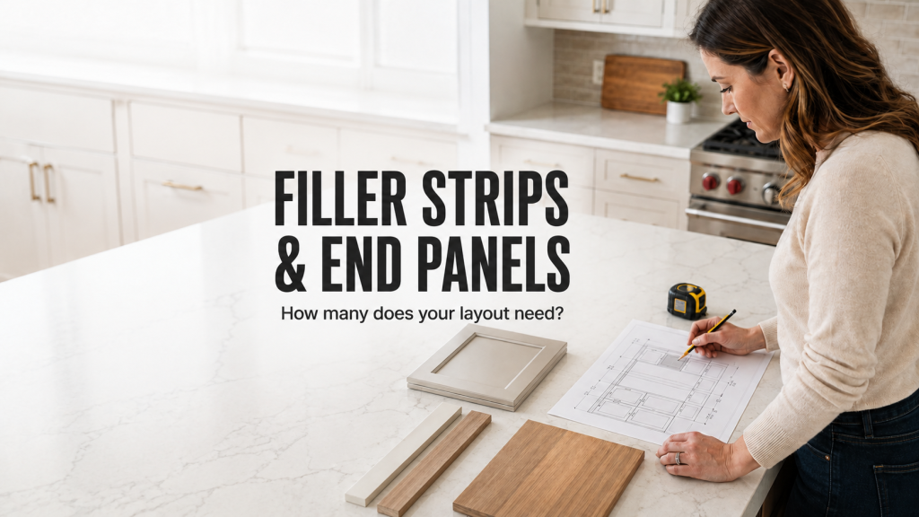 How many filler strips and end skin panels do I actually need to order for my kitchen layout?