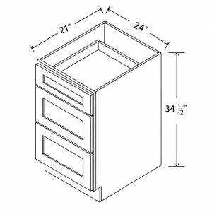 VDB24 Maple Ash Grey 3 Drawer Vanity Base Cabinet